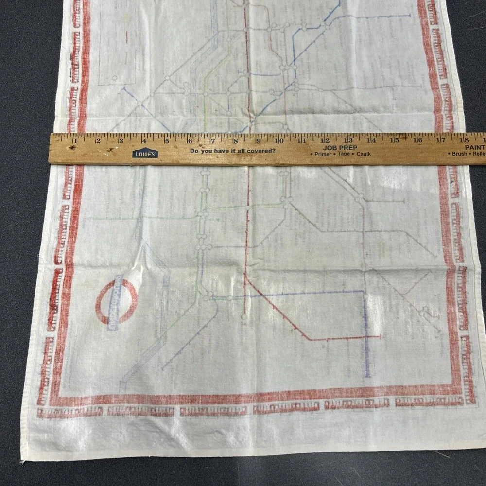 Vintage Historical Map of London Linen Tea Towel in Fabulous Condition